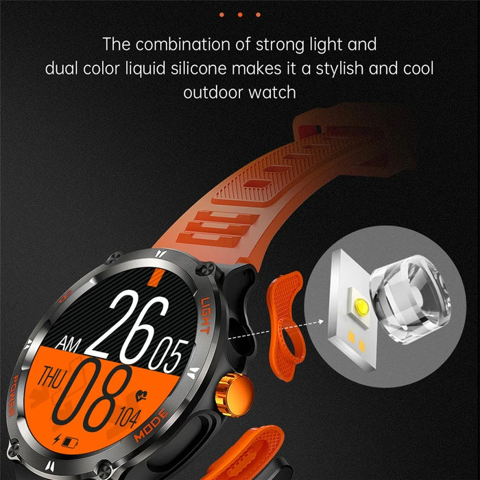 KT76 3ATM Waterproof Health Monitor 1.53-inch Bluetooth-compatible Smart Watch with Flashlight - Orange - 2