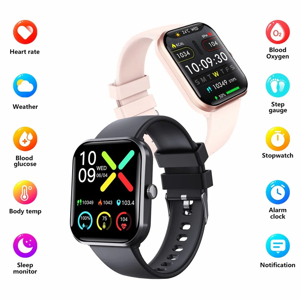 F96 1.9-inch Bluetooth-compatible Calling Smart Watch Body Temperature Blood Glucose Monitoring Fitness Tracker Smart Bracelet - Black - 4