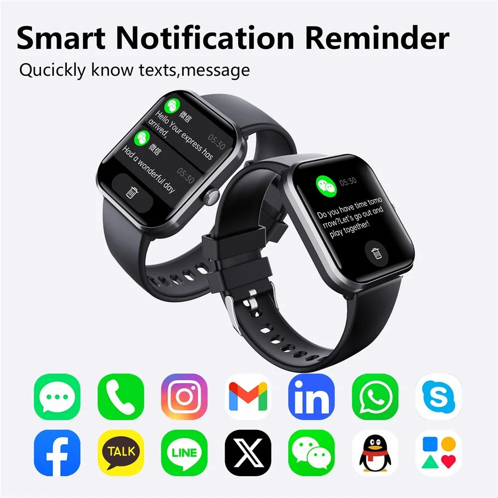 F96 1.9-inch Bluetooth-compatible Calling Smart Watch Body Temperature Blood Glucose Monitoring Fitness Tracker Smart Bracelet - Black - 6