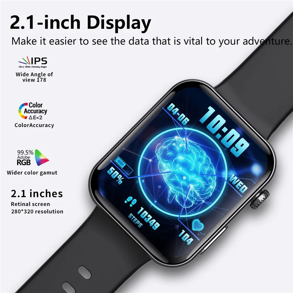 F300 2.10 inch HD Screen Smart Watch Bluetooth-compatible Call Heart Rate Monitor Sport Watch - Black - 6