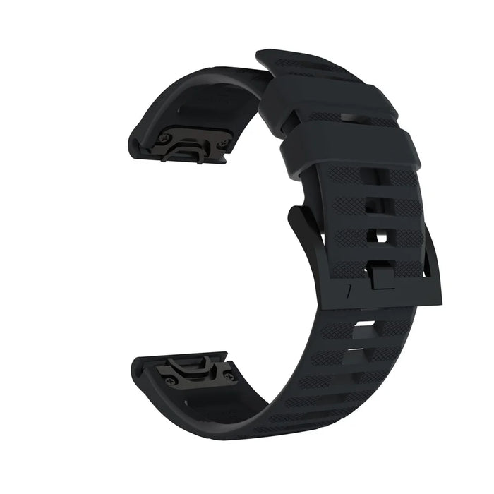 For Garmin Fenix 7/6 Sapphire GPS/6 Pro GPS/6 GPS/5 Plus/5 Silicone Smart Watch Band Adjustable Wrist Strap - Black - 1