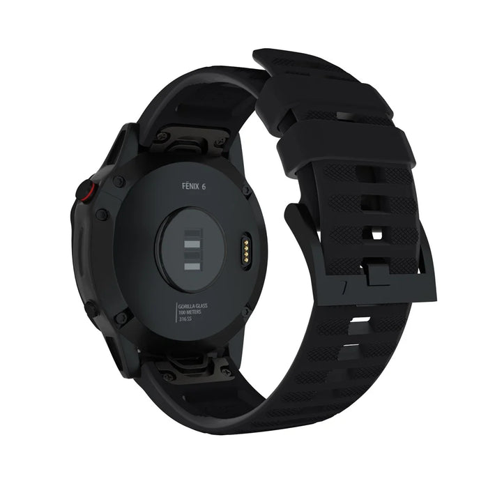 For Garmin Fenix 7/6 Sapphire GPS/6 Pro GPS/6 GPS/5 Plus/5 Silicone Smart Watch Band Adjustable Wrist Strap - Black - 2