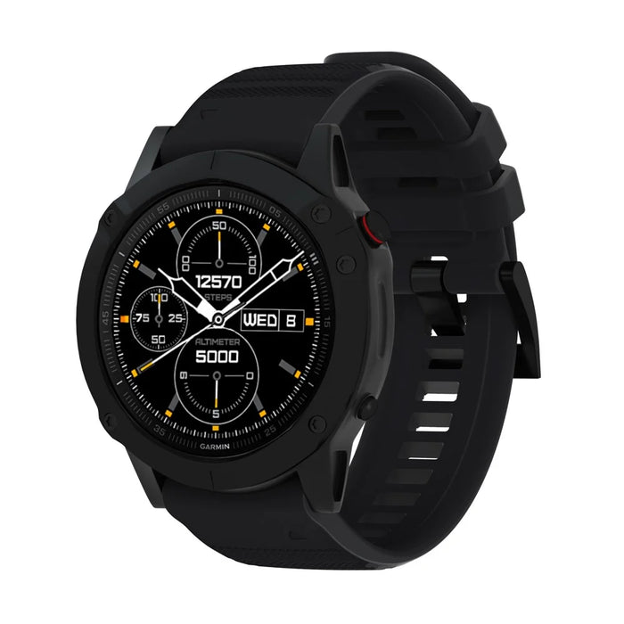 For Garmin Fenix 7/6 Sapphire GPS/6 Pro GPS/6 GPS/5 Plus/5 Silicone Smart Watch Band Adjustable Wrist Strap - Black - 3