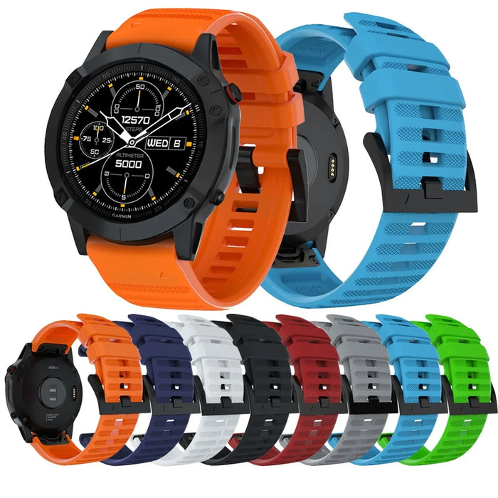 For Garmin Fenix 7/6 Sapphire GPS/6 Pro GPS/6 GPS/5 Plus/5 Silicone Smart Watch Band Adjustable Wrist Strap - Black - 6
