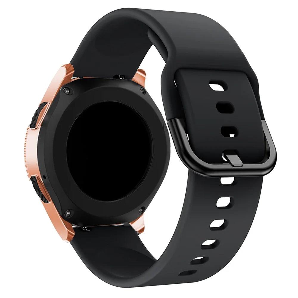 20mm Silicone Watchband Strap for Samsung Galaxy Watch 42mm, Solid Color Adjustable Watch Wrist Band - Black - 2