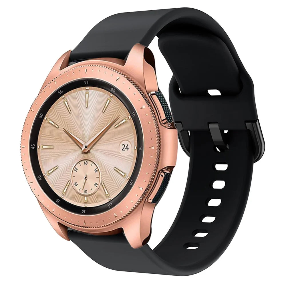 20mm Silicone Watchband Strap for Samsung Galaxy Watch 42mm, Solid Color Adjustable Watch Wrist Band - Black - 3