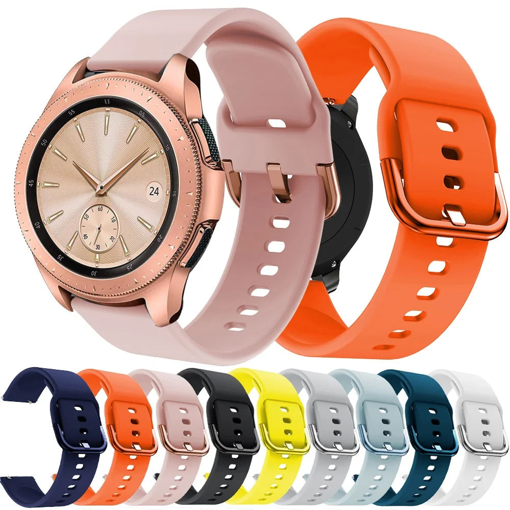 20mm Silicone Watchband Strap for Samsung Galaxy Watch 42mm, Solid Color Adjustable Watch Wrist Band - Black - 6