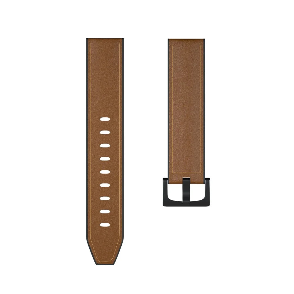 22mm Genuine Leather Coated Silicone Watch Band Black Buckle for Huawei Watch GT - Brown - 4