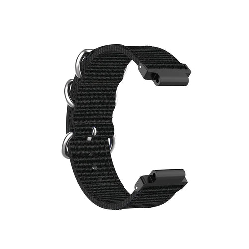 For Garmin Forerunner 220 230 235 630 620 735 Nylon Canvas Watch Band Replacement Strap with Metal Buckle - Black - 1