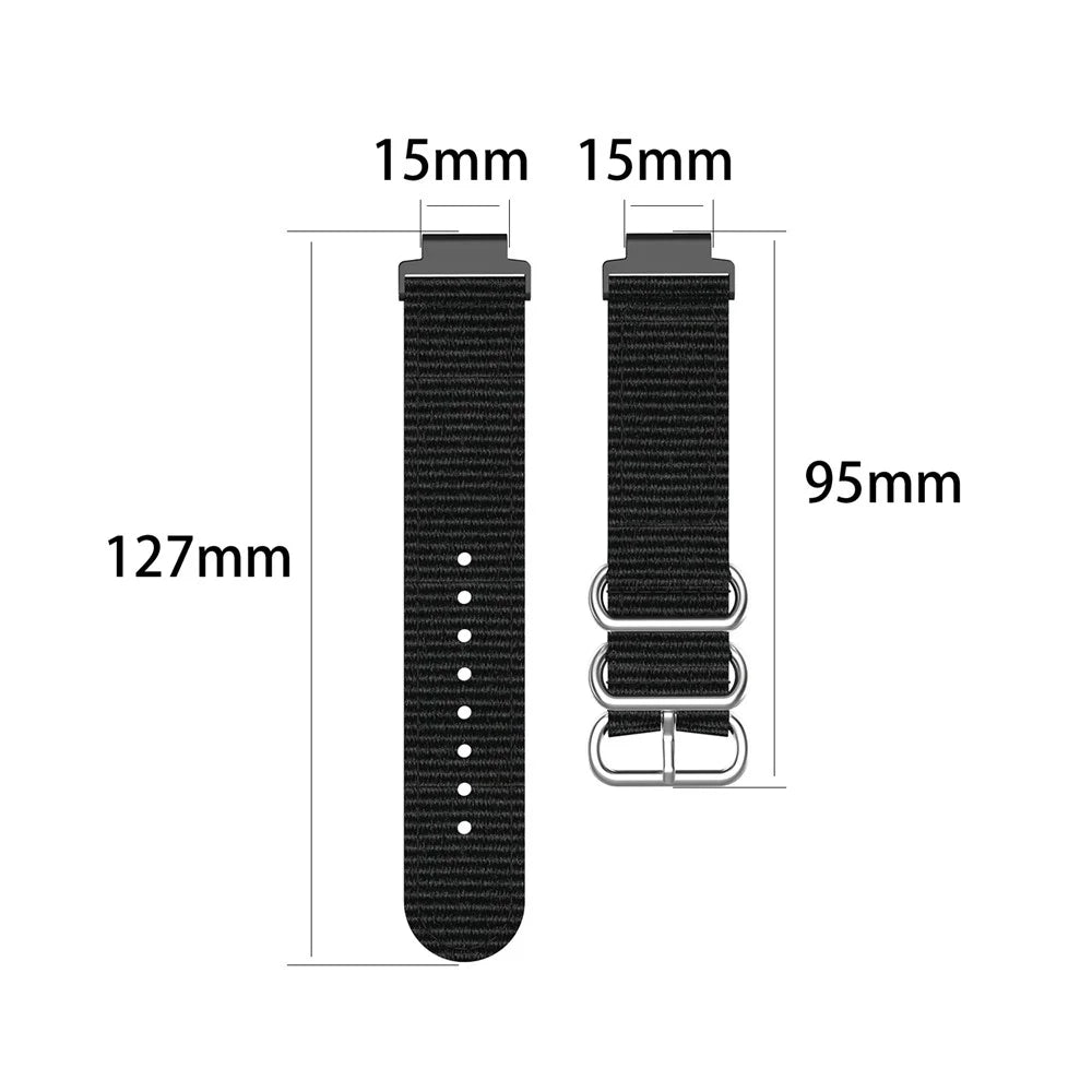 For Garmin Forerunner 220 230 235 630 620 735 Nylon Canvas Watch Band Replacement Strap with Metal Buckle - Black - 3