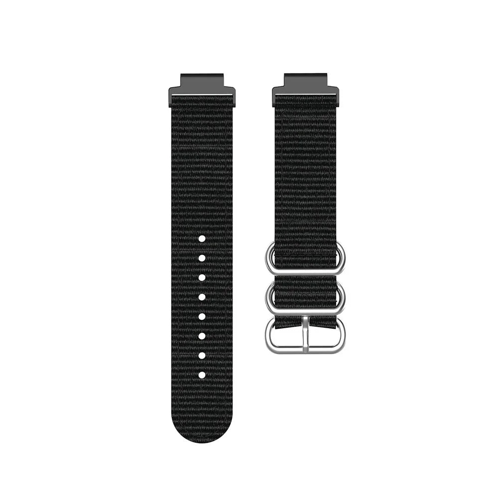 For Garmin Forerunner 220 230 235 630 620 735 Nylon Canvas Watch Band Replacement Strap with Metal Buckle - Black - 6