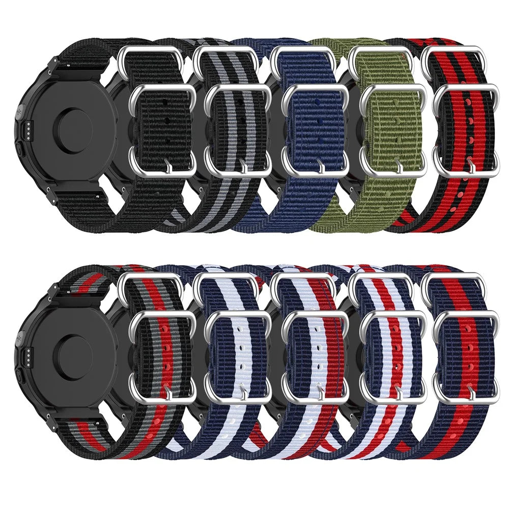 For Garmin Forerunner 220 230 235 630 620 735 Nylon Canvas Watch Band Replacement Strap with Metal Buckle - Black - 7