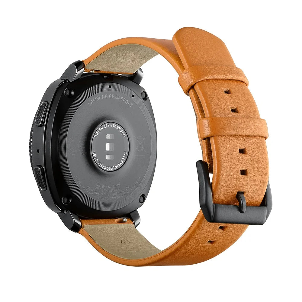 For Samsung Galaxy Watch4 Classic 46mm 42mm/Galaxy Watch4 44mm 40mm/Gear Sport (S4) 20mm Cowhide Leather Stylish Watch Band - 4