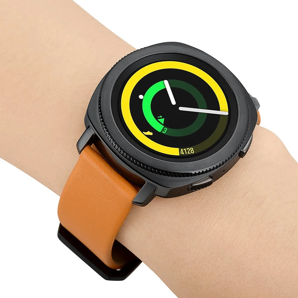 For Samsung Galaxy Watch4 Classic 46mm 42mm/Galaxy Watch4 44mm 40mm/Gear Sport (S4) 20mm Cowhide Leather Stylish Watch Band - 5
