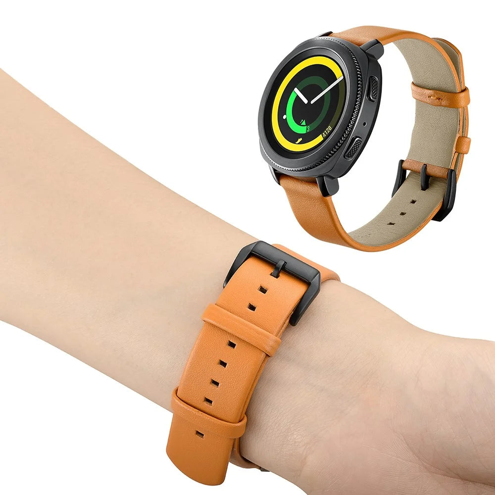 For Samsung Galaxy Watch4 Classic 46mm 42mm/Galaxy Watch4 44mm 40mm/Gear Sport (S4) 20mm Cowhide Leather Stylish Watch Band - 6
