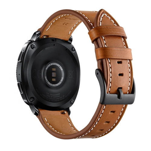 For Samsung Galaxy Watch4 Classic 46mm 42mm/Galaxy Watch4 44mm 40mm/Gear Sport Cowhide Leather 20mm Watch Band - Brown - 1
