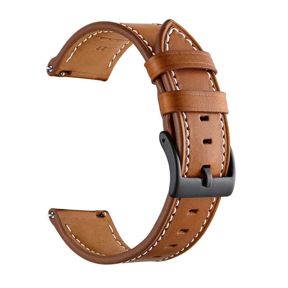 For Samsung Galaxy Watch4 Classic 46mm 42mm/Galaxy Watch4 44mm 40mm/Gear Sport Cowhide Leather 20mm Watch Band - Brown - 2