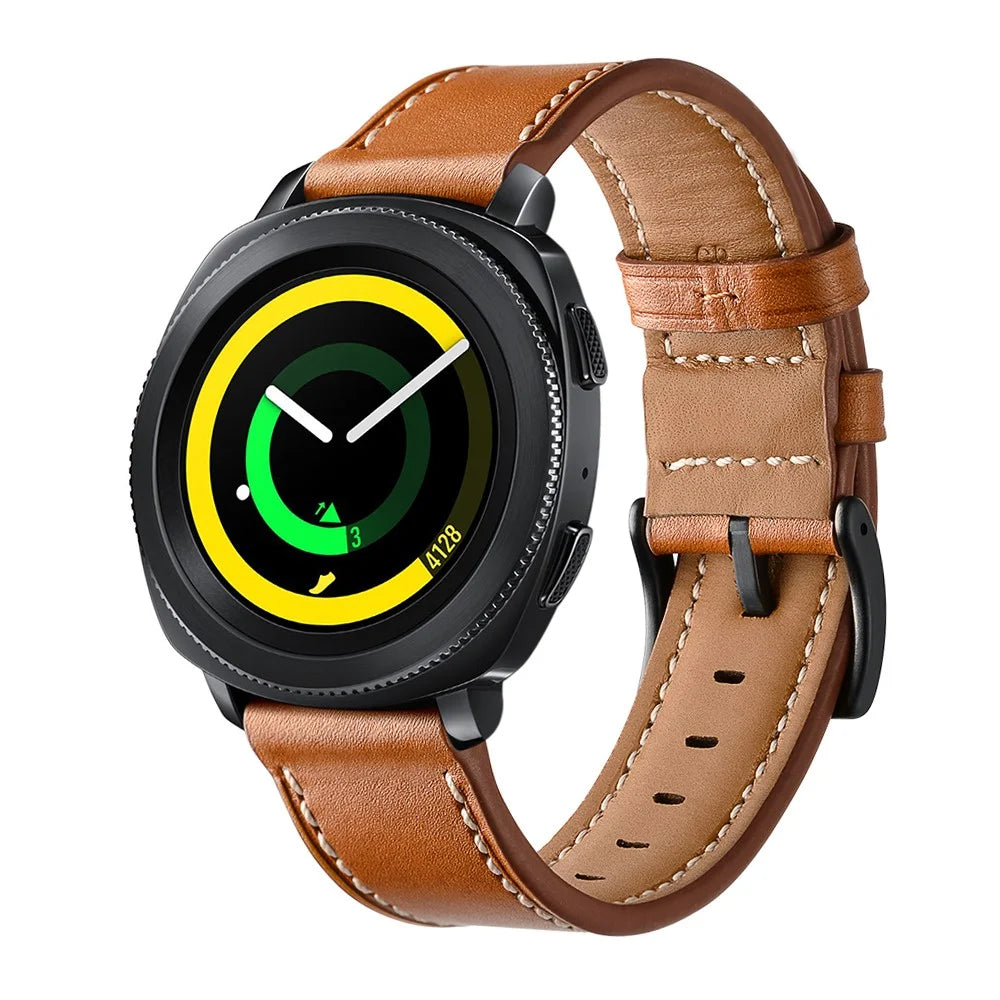 For Samsung Galaxy Watch4 Classic 46mm 42mm/Galaxy Watch4 44mm 40mm/Gear Sport Cowhide Leather 20mm Watch Band - Brown - 5
