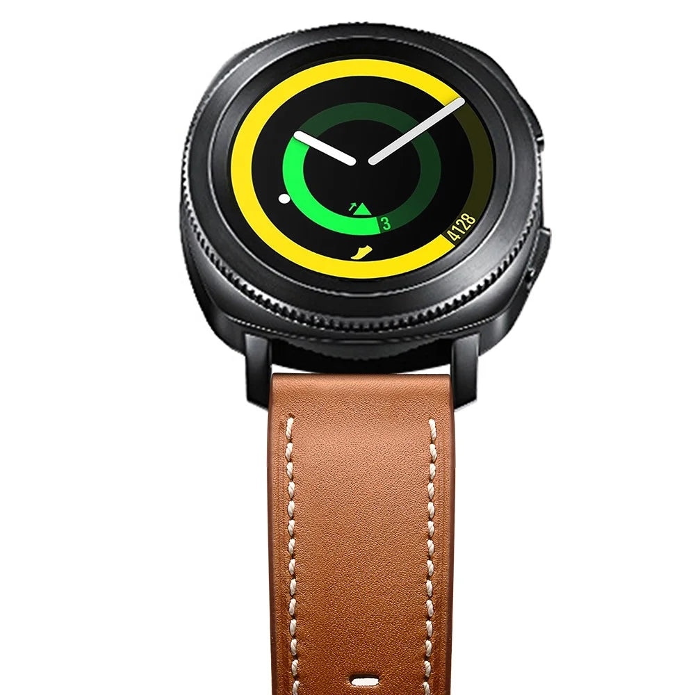 For Samsung Galaxy Watch4 Classic 46mm 42mm/Galaxy Watch4 44mm 40mm/Gear Sport Cowhide Leather 20mm Watch Band - Brown - 6