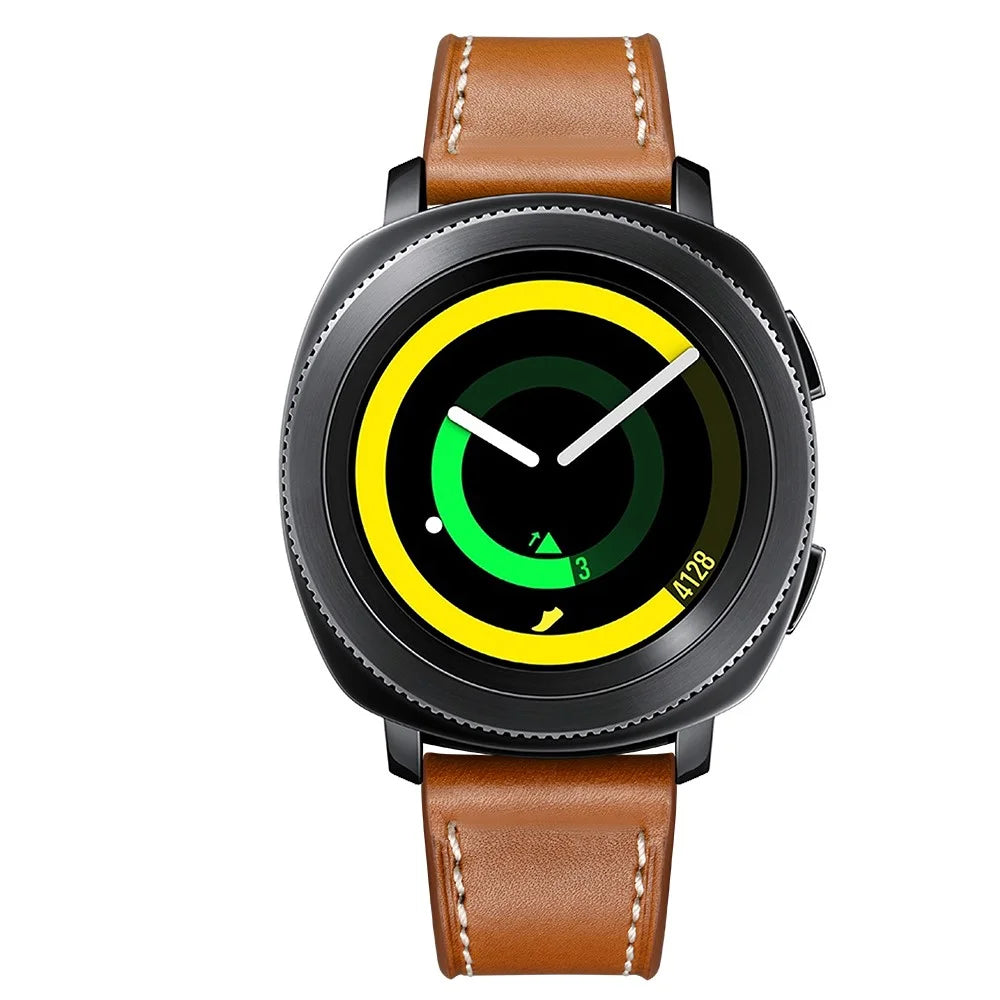 For Samsung Galaxy Watch4 Classic 46mm 42mm/Galaxy Watch4 44mm 40mm/Gear Sport Cowhide Leather 20mm Watch Band - Brown - 7