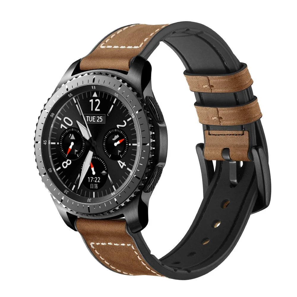 22mm Genuine Leather Coated Silicone Smart Watch Strap for Samsung Gear S3 Classic / Gear S3 Frontier - Dark Brown - 2