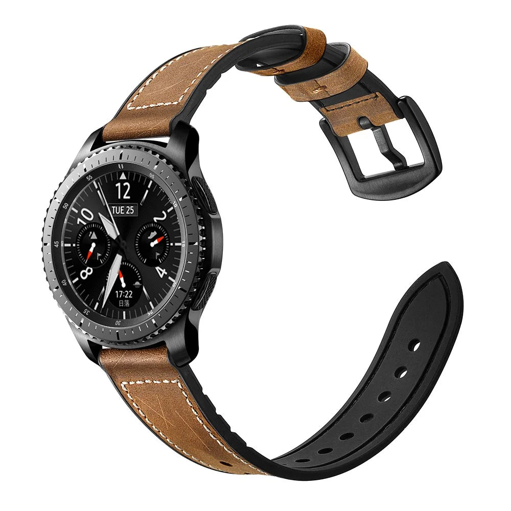 22mm Genuine Leather Coated Silicone Smart Watch Strap for Samsung Gear S3 Classic / Gear S3 Frontier - Dark Brown - 3
