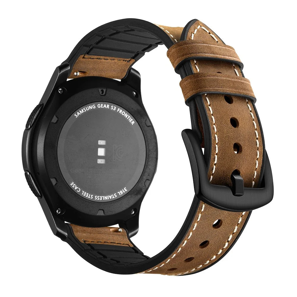 22mm Genuine Leather Coated Silicone Smart Watch Strap for Samsung Gear S3 Classic / Gear S3 Frontier - Dark Brown - 4