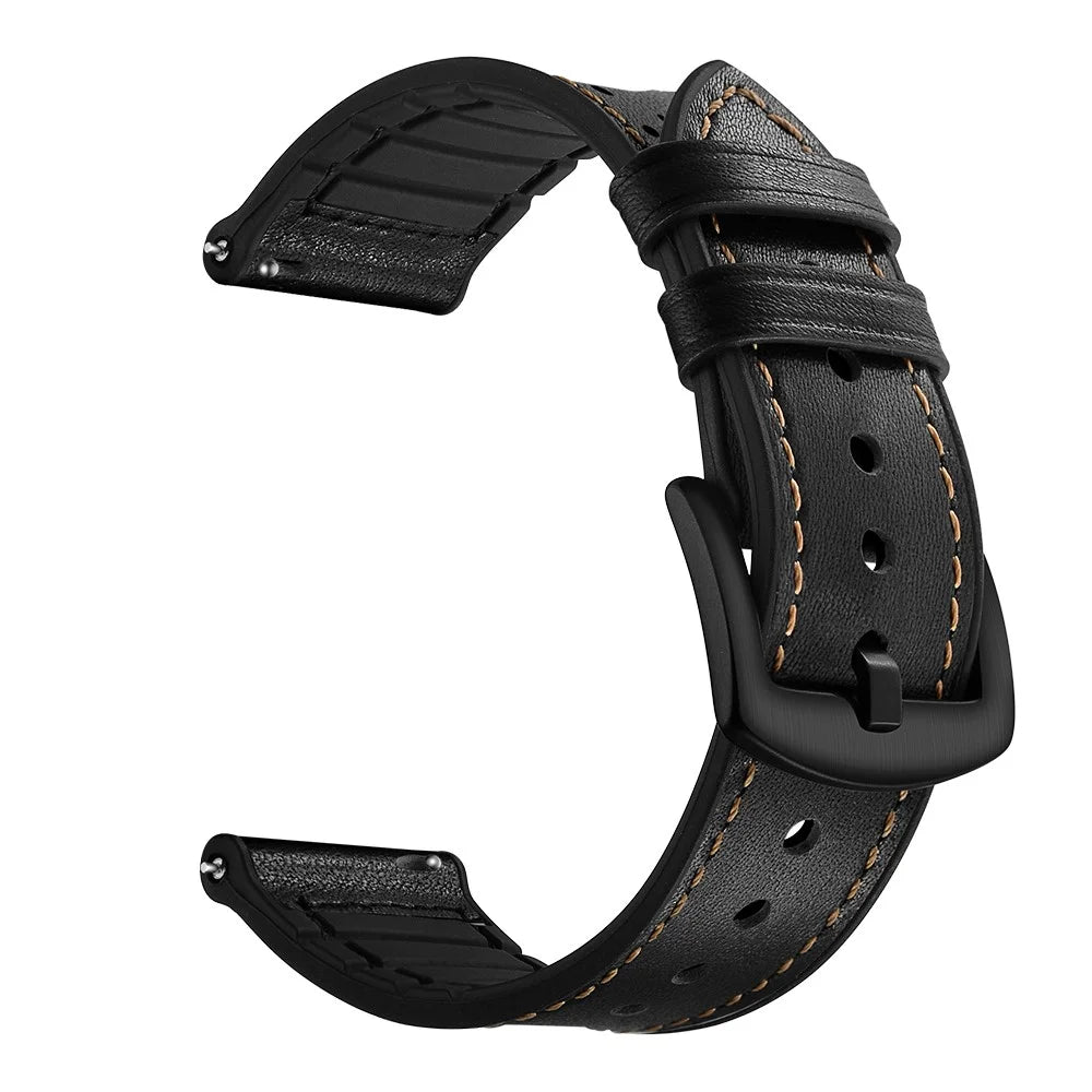 22mm Genuine Leather Coated Silicone Smart Watch Band for Samsung Gear S3 Classic/Frontier - Black - 1
