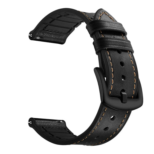 22mm Genuine Leather Coated Silicone Smart Watch Band for Samsung Gear S3 Classic/Frontier - Black - 1
