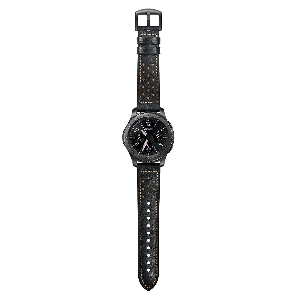 22mm Genuine Leather Coated Silicone Smart Watch Band for Samsung Gear S3 Classic/Frontier - Black - 5
