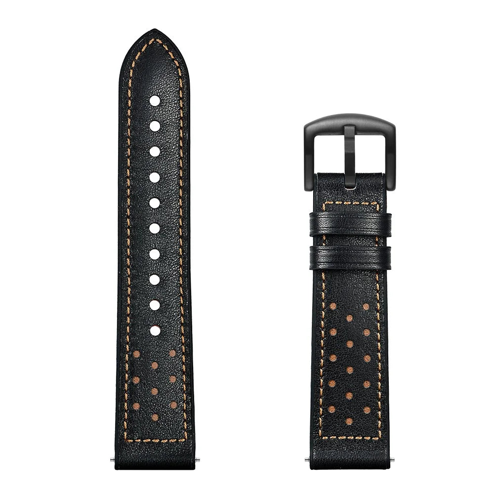 22mm Genuine Leather Coated Silicone Smart Watch Band for Samsung Gear S3 Classic/Frontier - Black - 6