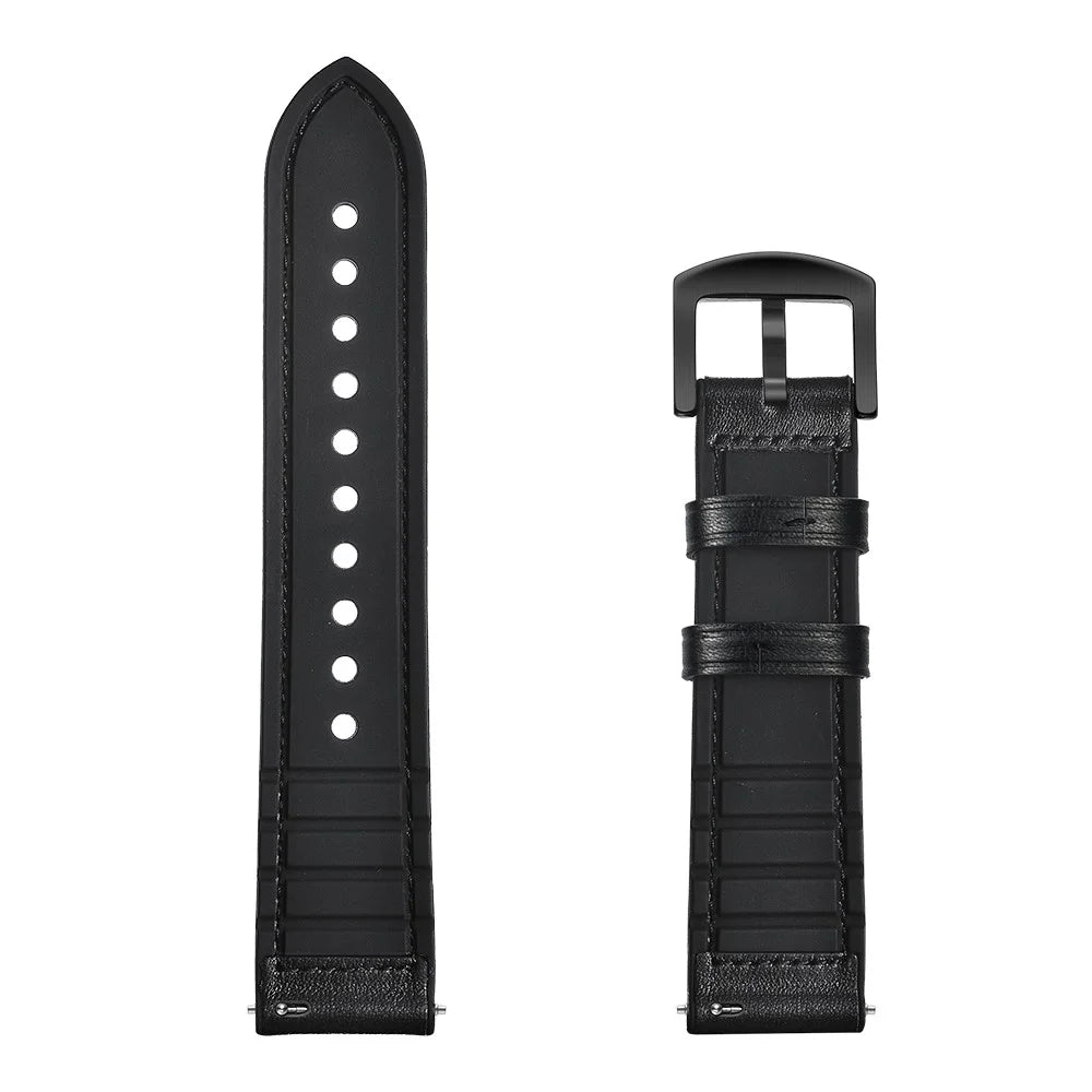 22mm Genuine Leather Coated Silicone Smart Watch Band for Samsung Gear S3 Classic/Frontier - Black - 7