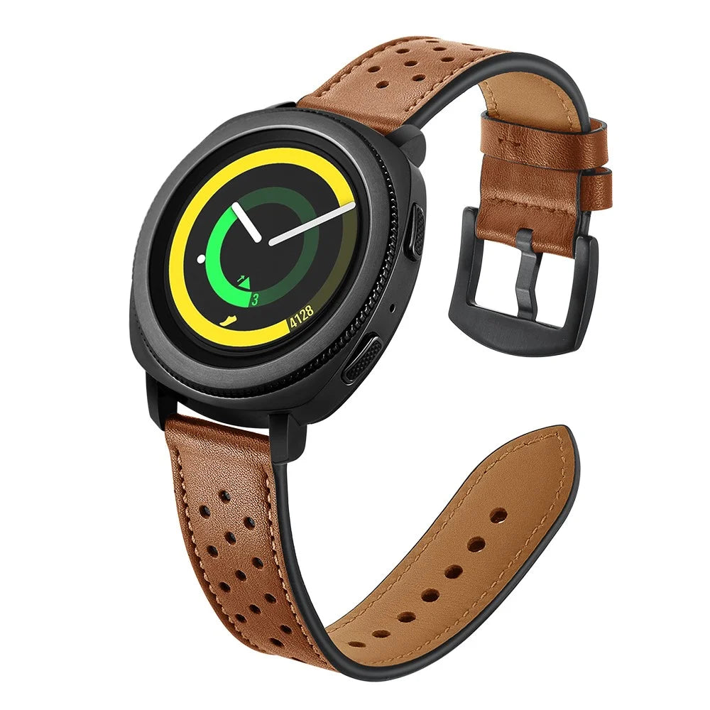 20mm Genuine Leather Coated Smart Watch Replacement Strap for Samsung Galaxy Watch4 Classic 46mm 42mm/Galaxy Watch4 44mm 40mm/Gear Sport S4 - Brown - 2