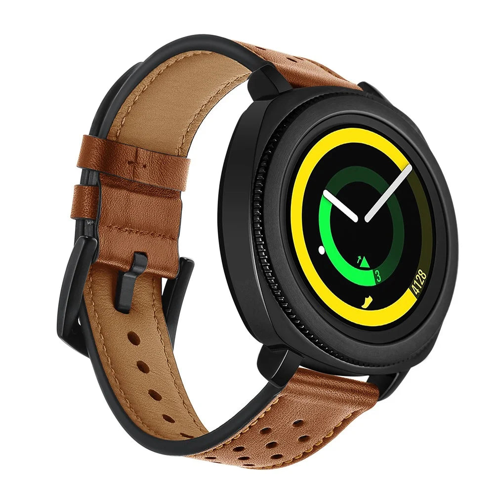 20mm Genuine Leather Coated Smart Watch Replacement Strap for Samsung Galaxy Watch4 Classic 46mm 42mm/Galaxy Watch4 44mm 40mm/Gear Sport S4 - Brown - 3