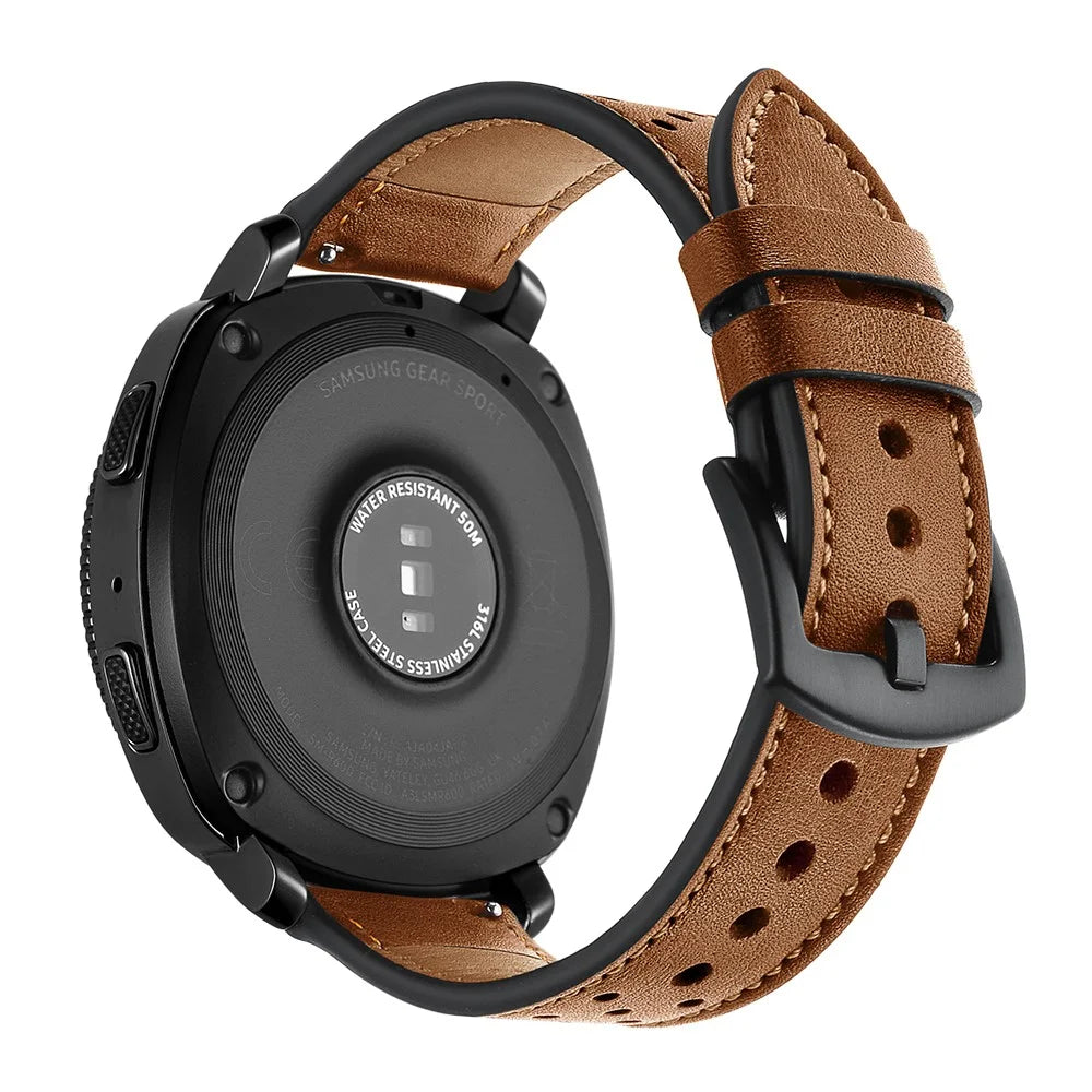 20mm Genuine Leather Coated Smart Watch Replacement Strap for Samsung Galaxy Watch4 Classic 46mm 42mm/Galaxy Watch4 44mm 40mm/Gear Sport S4 - Brown - 5