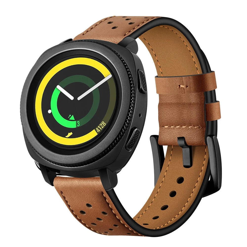 20mm Genuine Leather Coated Smart Watch Replacement Strap for Samsung Galaxy Watch4 Classic 46mm 42mm/Galaxy Watch4 44mm 40mm/Gear Sport S4 - Brown - 6