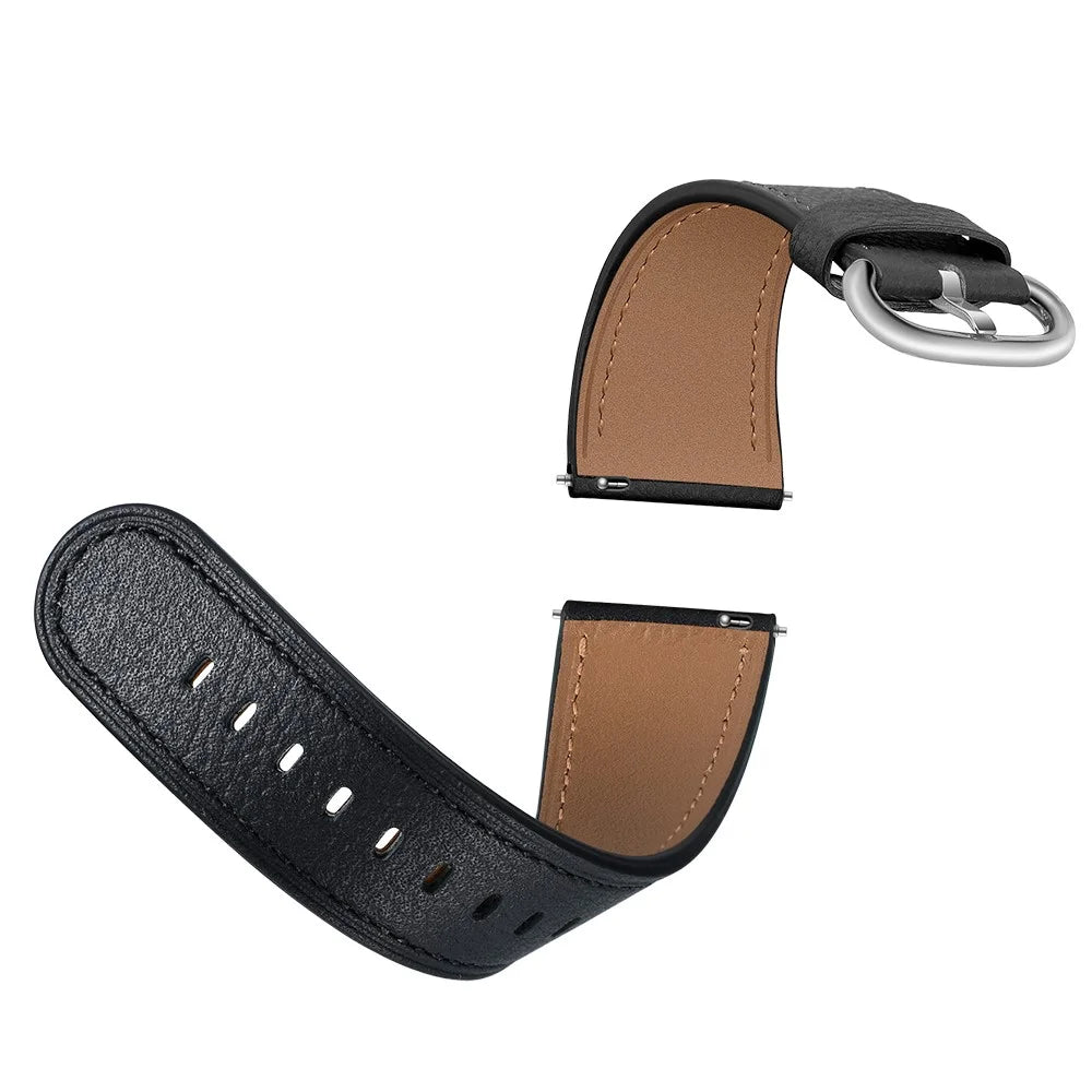 22mm Genuine Leather Watch Strap Smart Watch Band Watchband for Samsung Gear S3 Classic / S3 Frontier - Black - 4