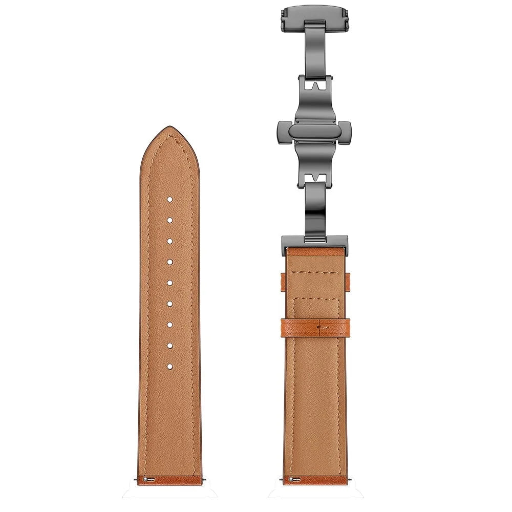 22mm Genuine Leather Watch Strap Replacement for Samsung Gear S3 Classic / Gear S3 Frontier - Black/Brown - 2