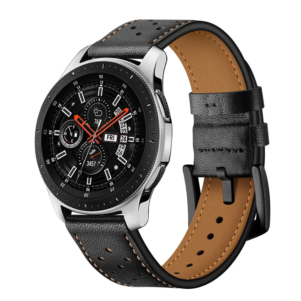22mm Genuine Leather Replacement Smart Watch Strap for Samsung Galaxy Watch 46mm - Black - 3