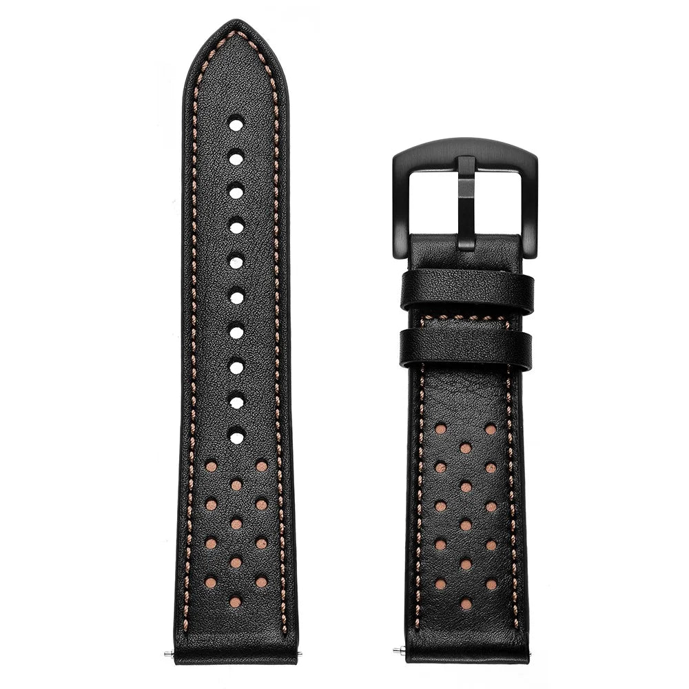 22mm Genuine Leather Replacement Smart Watch Strap for Samsung Galaxy Watch 46mm - Black - 7