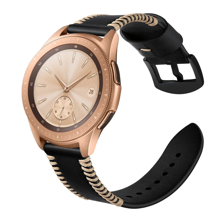 20mm Pork Ribs Style Genuine Leather Coated Smart Watch Strap for Samsung Galaxy Watch 42mm - Black - 2