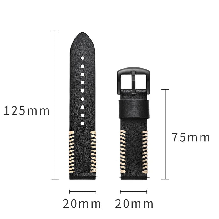 20mm Pork Ribs Style Genuine Leather Coated Smart Watch Strap for Samsung Galaxy Watch 42mm - Black - 6