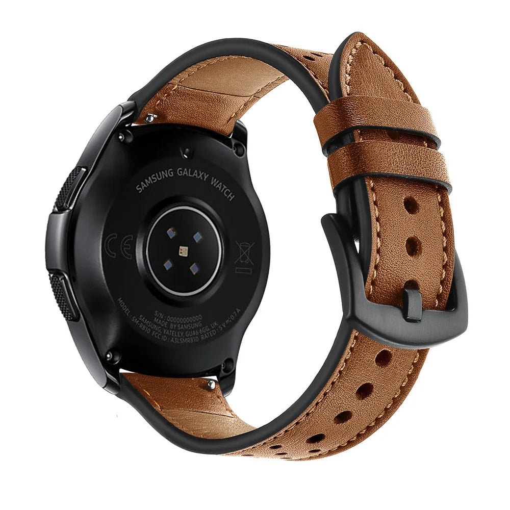 20mm Genuine Leather Smart Watch Band for Samsung Galaxy Watch 42mm [Black Type] - Brown - 2