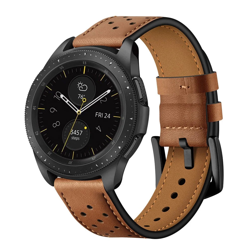 20mm Genuine Leather Smart Watch Band for Samsung Galaxy Watch 42mm [Black Type] - Brown - 3