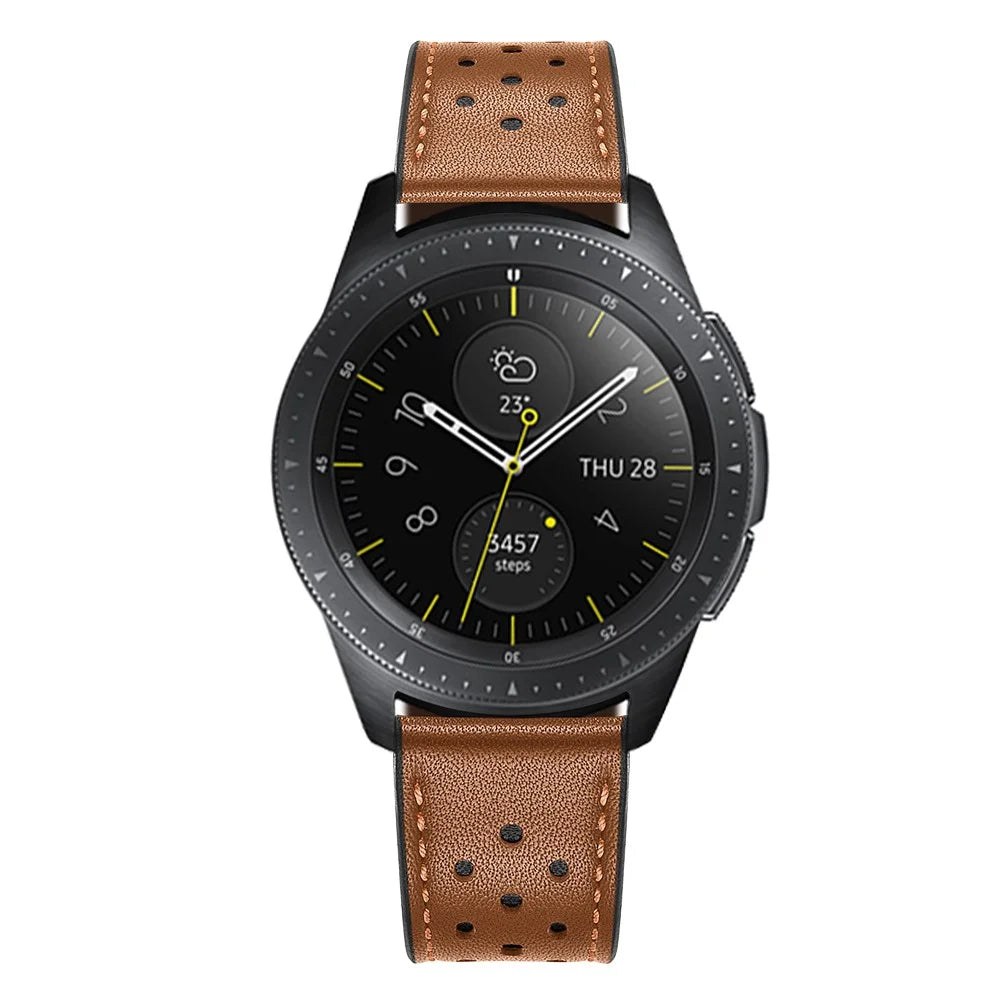 20mm Genuine Leather Smart Watch Band for Samsung Galaxy Watch 42mm [Black Type] - Brown - 4