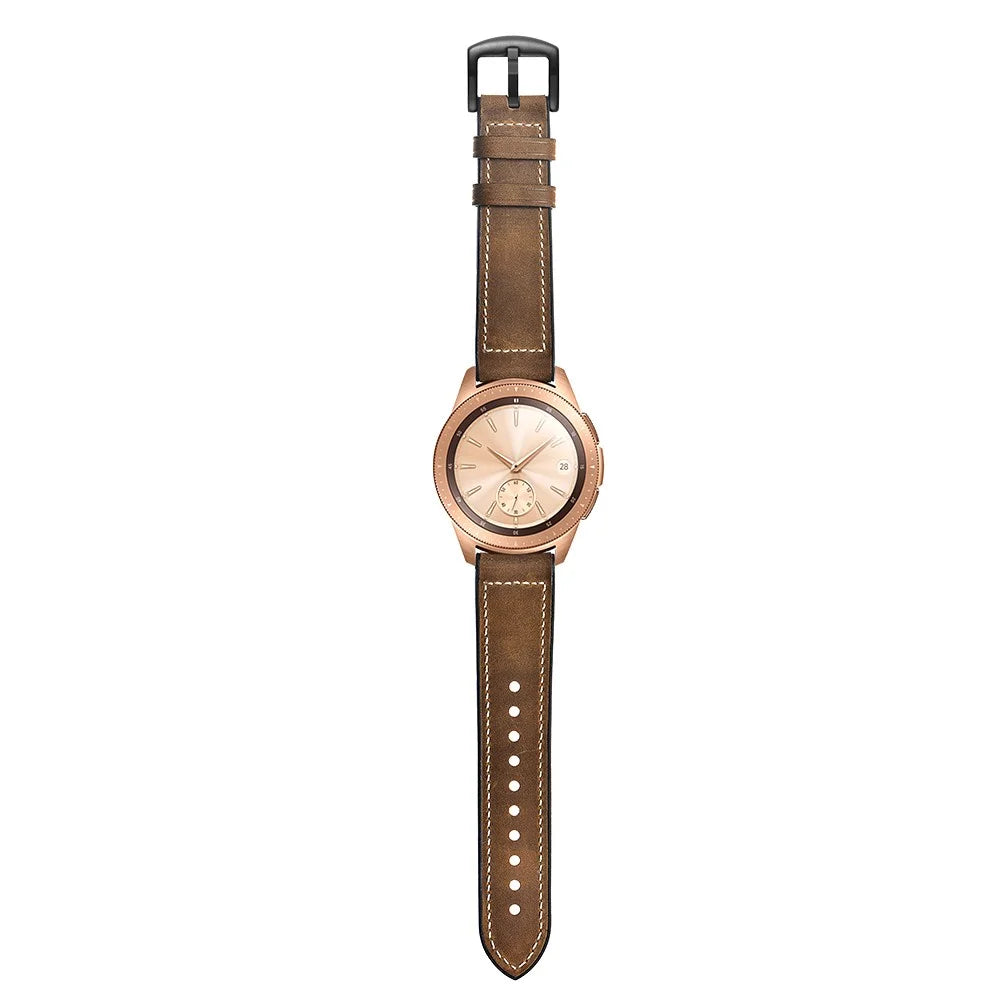 For Samsung Galaxy Watch4 Classic 46mm 42mm/Galaxy Watch4 44mm 40mm/Galaxy Watch 42mm 20mm Silicone Cowhide Leather GW-Rose Gold Style Watch Band - Brown - 5