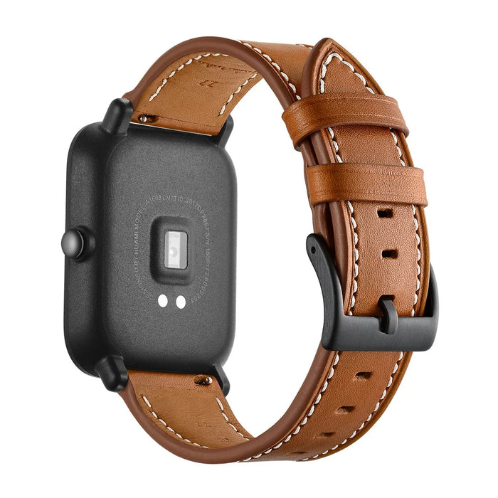 20mm Cowhide Genuine Leather Watch Band for Huami Amazfit Bip - Brown - 3
