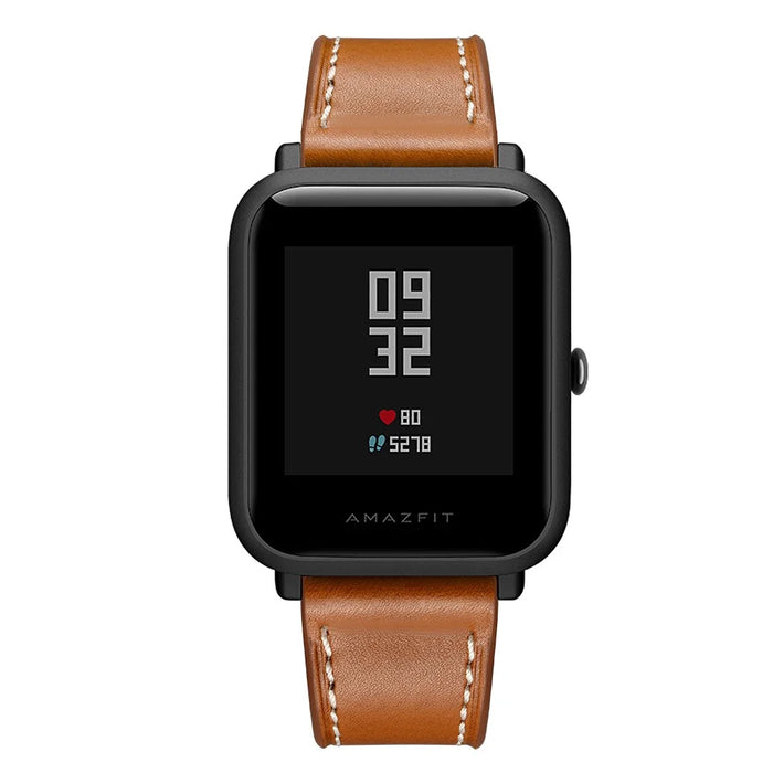 20mm Cowhide Genuine Leather Watch Band for Huami Amazfit Bip - Brown - 4