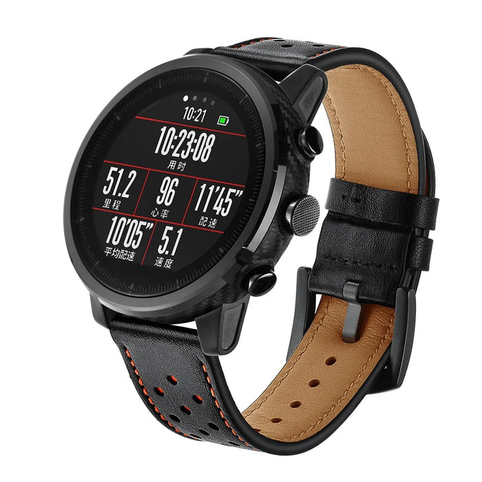 22mm Genuine Leather Coated Smart Watch Replacement Strap for Huawei Watch 2/1 - Black - 2