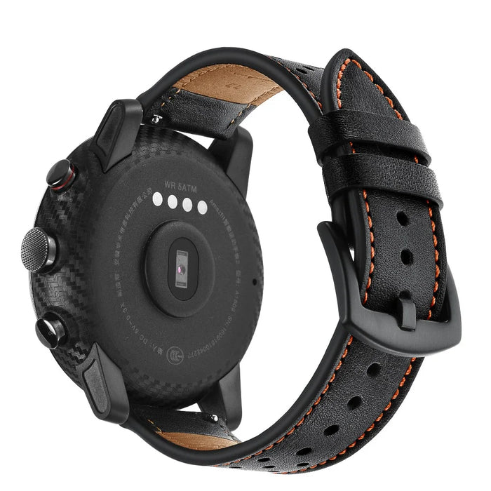 22mm Genuine Leather Coated Smart Watch Replacement Strap for Huawei Watch 2/1 - Black - 3